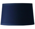 Navy fabric lampshade with tapered drum silhouette for Hamptons and coastal interiors
