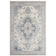 Newport Blue Rug featuring distressed medallion pattern in soft blue, ivory and grey tones