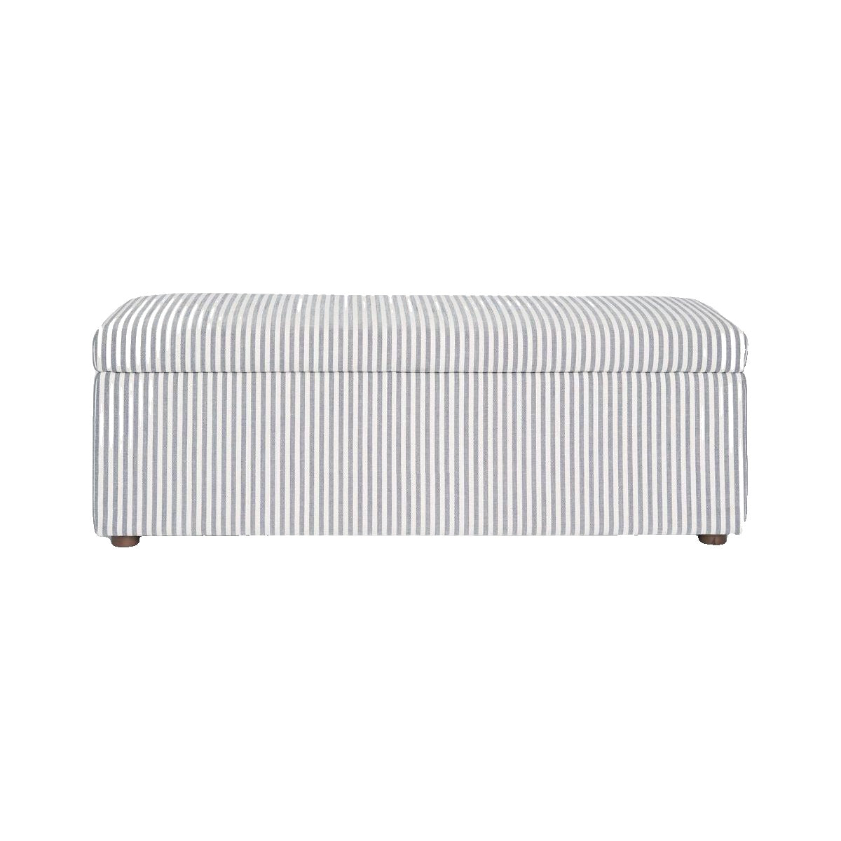 Newport Storage Ottoman White & Blue Pin Stripe