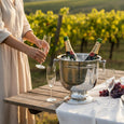 Nickel Champagne Bucket with Ring Handles 26cm in a styled entertaining setting