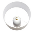 Front view of Omaha table lamp featuring a textured ribbed white base and linen-look shade