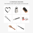 christmas crackers contents including small gifts hat and joke, flat lay showing included items for otono magnolia crackers