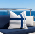 Outdoor Burleigh Navy Cushion on yacht