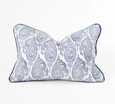 Paisley Silk Blue Medium Lumbar Cushion