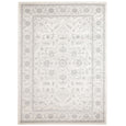 Parker White Rug featuring a soft distressed floral pattern in ivory and grey tones