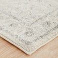 Detailed view of the Parker Winter White Runner Rug border highlighting the subtle vintage-inspired pattern.