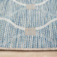 Low-profile woven edge detail of Patio Blue Outdoor Runner