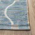 Close-up of woven blue and white texture on Patio Blue Outdoor Runner