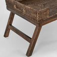 rattan breakfast tray styled for breakfast in bed with coffee and pastries