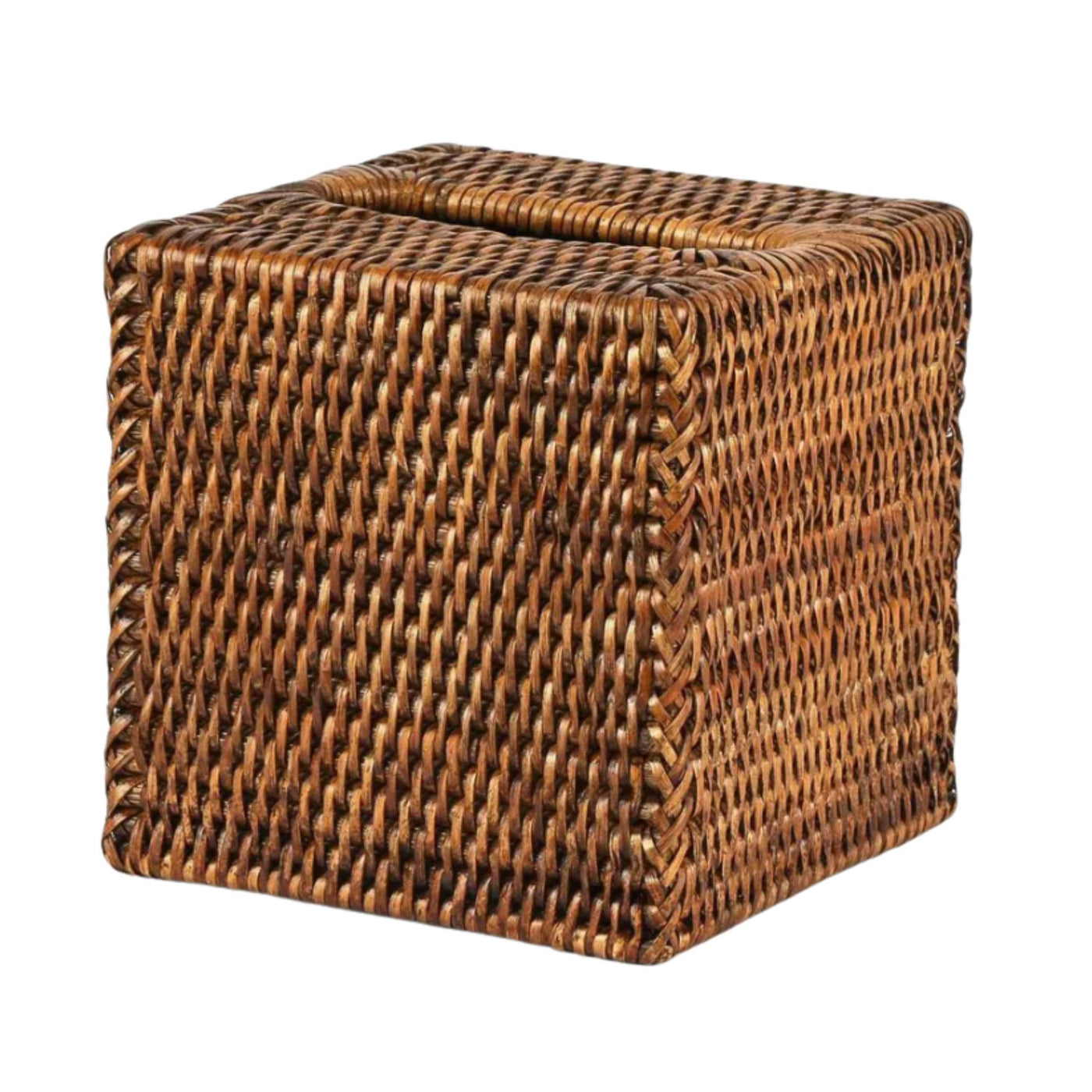 Paume Rattan Square Tissue Box Antique Brown - Hamptons Style