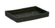 Paume black rattan tidy tray with rectangular shape and woven detail