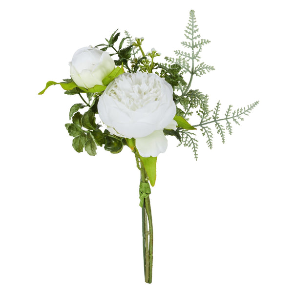 Peony Fittonia Mix Bouquet White featuring realistic white peony blooms, buds and textured green foliage