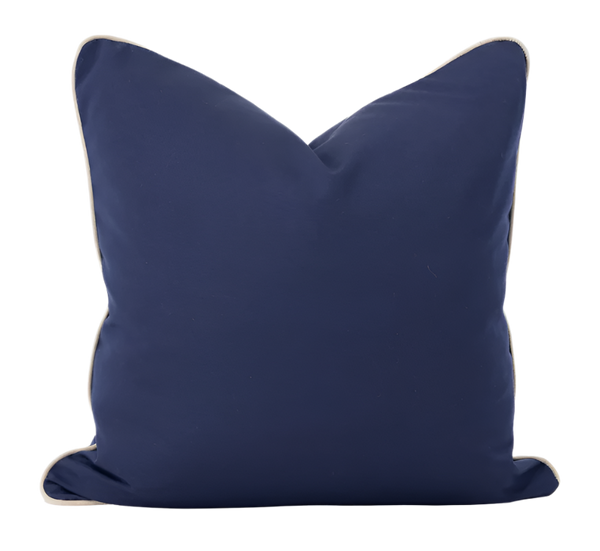 Outdoor Piped Navy & Beige Lounge Cushion 55cm