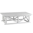 Portofino Coffee Table White by Xavier Furniture in solid teak with cross-braced base and slatted top