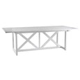 Portofino White Outdoor Dining Table 240cm crafted from solid teak with a slatted rectangular tabletop and classic white cross-braced X-frame base.