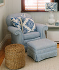 Portsea botanical cotton lamp shade styled on a bedside table, creating a warm and inviting coastal bedroom ambience.
