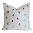 Posey Blue Floral Cushion 45cm with petite blue flowers on white, supplied with feather insert