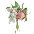 Protea Rose Dusty Miller Mix Bouquet 40cm Pink with blush protea flowers, roses, and soft green foliage on white background