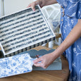 Rectangle Trivet French Country blue and white ceramic trivet styled for kitchen serving and entertaining