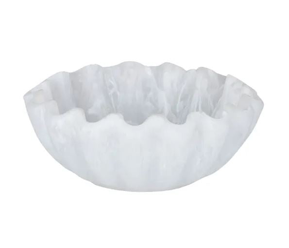 White resin scalloped bowl with softly curved edge