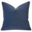 Rodeo Ocean Cushion 60cm in dusty blue velvet with contrast white piping