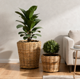 Round Rattan Basket Set of 2 Natural - Hamptons Style