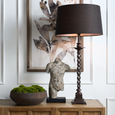 Compact Roxbury antique silver table lamp with elegant twisted column detailing