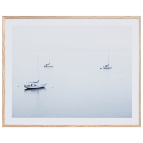 Blue Sail 1 Oak Framed Print