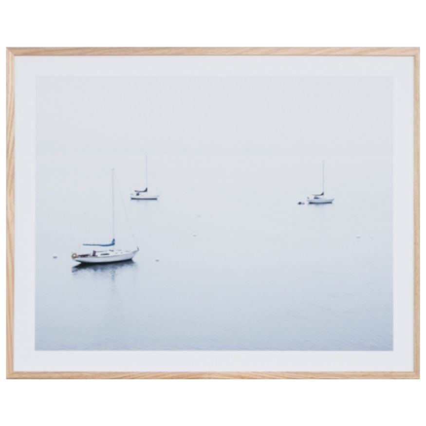 Blue Sail 1 Oak Framed Print