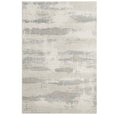 Sandbar Mist Rug featuring an abstract ivory and mist grey design with subtle textured detailing and elegant short fringe.