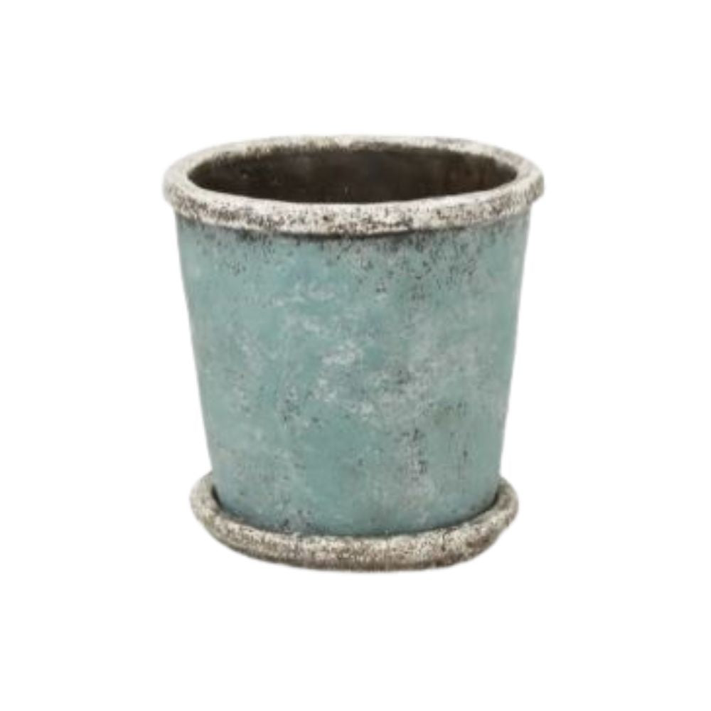 Sea Blue Plant Pot & Saucer Small