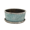 Sea Blue Wide Plant Pot & Saucer Large