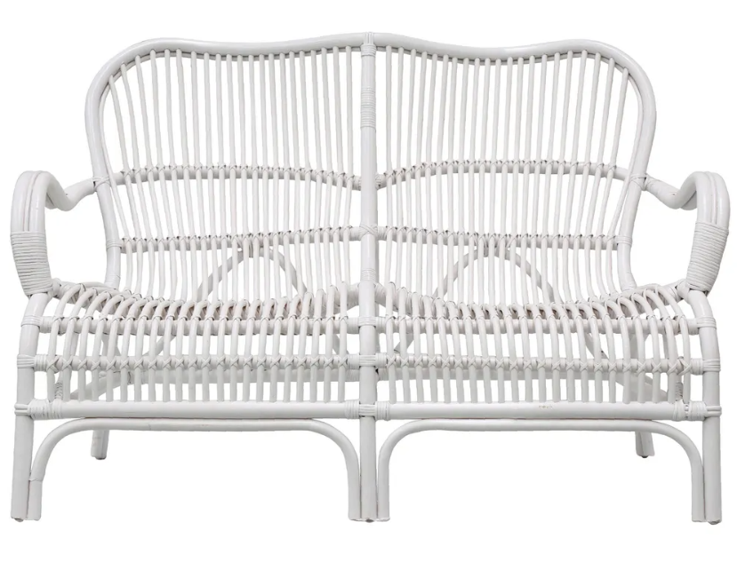 Seville handwoven armchair front view with high-back design and curved silhouette