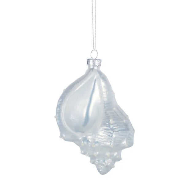 Shelly Ornament Glass Soft Blue/White