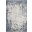 Shoreline Haze Rug featuring an abstract ivory, soft grey and coastal blue design with a sculpted textured finish.