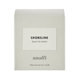 Shoreline soy wax candle packaging in soft white with minimalist label
