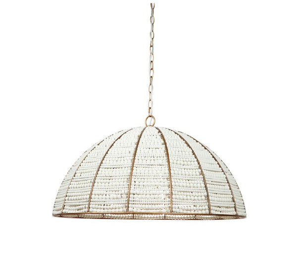 Sierra Beaded Dome Pendant Gold/White