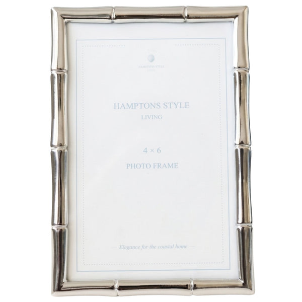 Silver bamboo photo frame 4x6 with polished metal finish