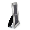 Side view of the Silver Plated Wide Beaded Photo Frame 10cm x 15cm showing the bevelled silver profile and easel stand.
