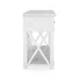 White Sorrento console table styled in a Hamptons entryway with decorative accents and practical storage