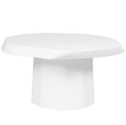 Sorrento Coffee Table in white matte hammered concrete featuring an organic sculptural silhouette in a contemporary living room.