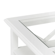 Close-up detail of the glass inset top on the Sorrento Hamptons white coffee table