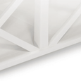 Close-up of white cross-frame detailing on the Sorrento Hamptons coffee table