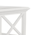 Corner detail of the Sorrento Hamptons white coffee table showing classic moulded edging