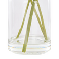 Clear specimen glass vase with faux water detailing and realistic artificial floral stems.
