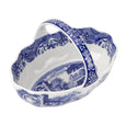 Blue Italian basket front view with scalloped edge