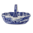Blue Italian handled basket side angle porcelain detail