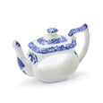 Individual Spode Blue Italian teapot-shaped porcelain napkin ring with classic blue floral detailing.