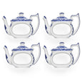 Set of four Spode Blue Italian fine porcelain teapot napkin rings featuring the iconic blue and white heritage pattern.