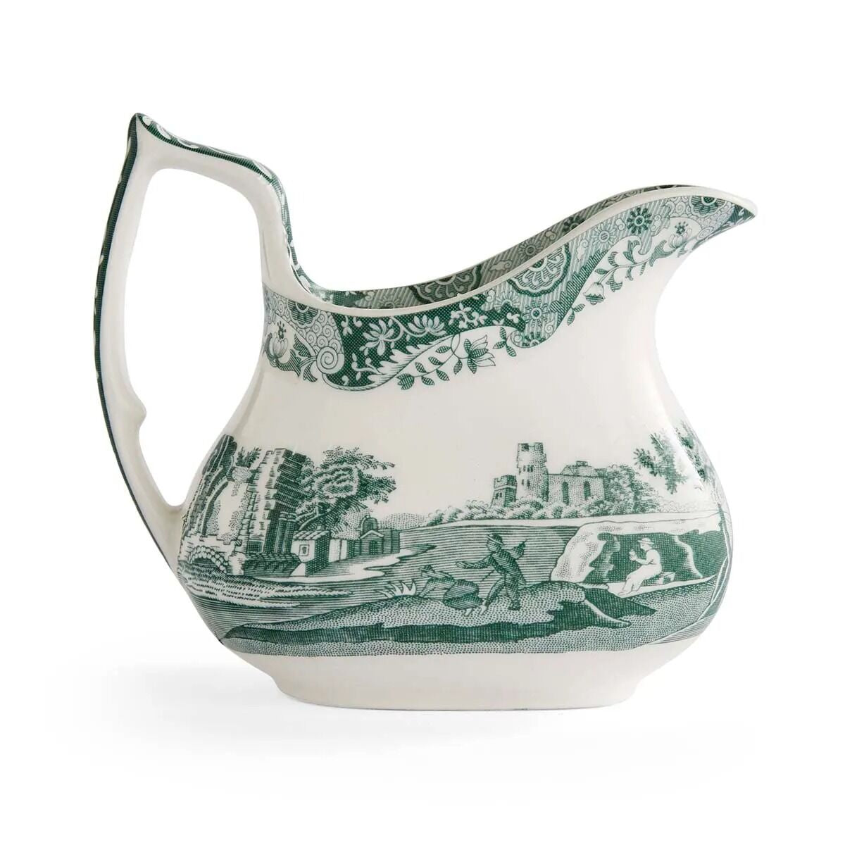 Spode Heritage Green Italian cream jug 220ml featuring the iconic Green Italian landscape pattern on fine earthenware.
